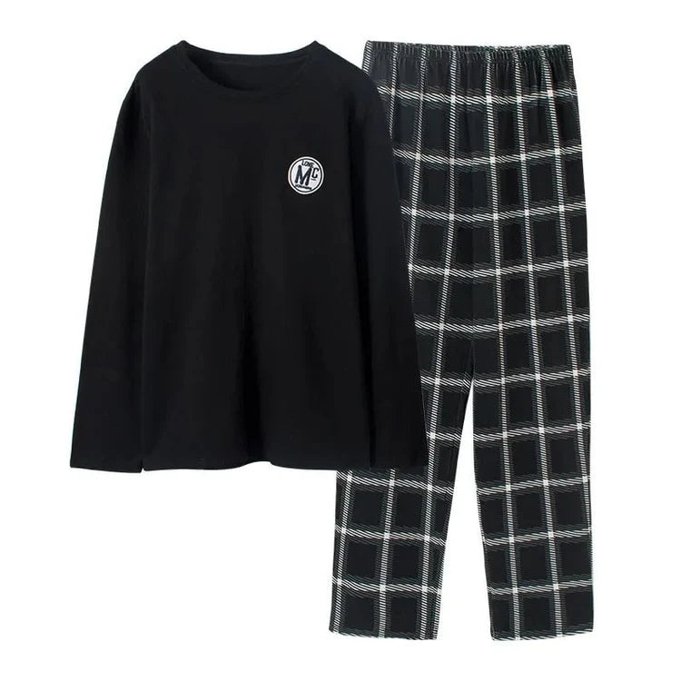 Men Striped Long Sleeve Pajama Set Spring Winter
