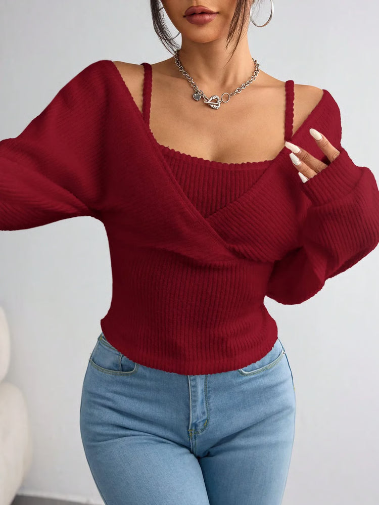 Women’s Knitted Hoodie Long Sleeve Casual Pullover Top
