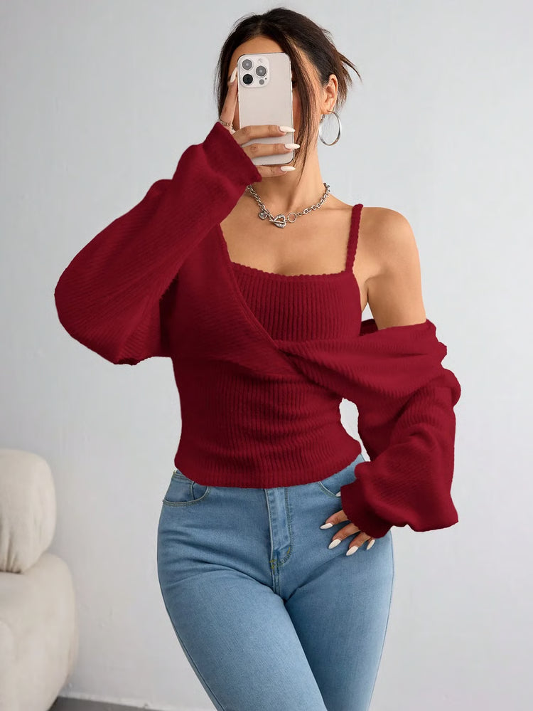 Women’s Knitted Hoodie Long Sleeve Casual Pullover Top
