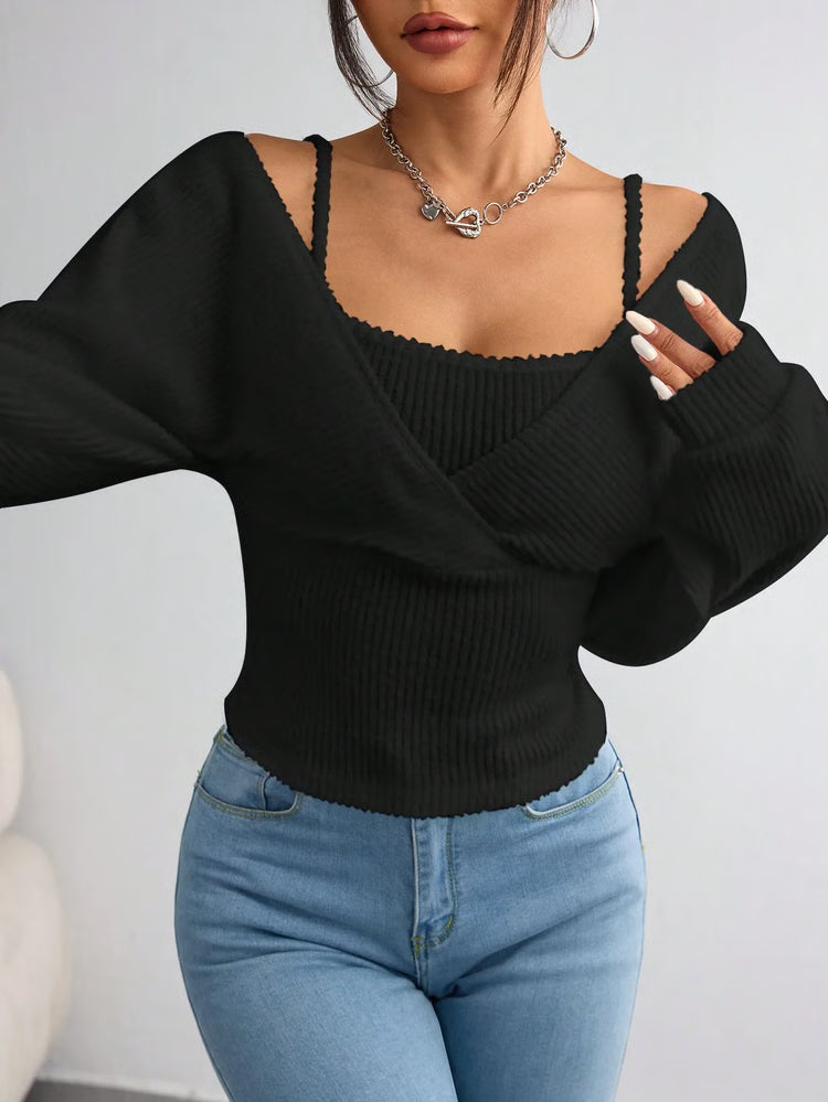 Women’s Knitted Hoodie Long Sleeve Casual Pullover Top