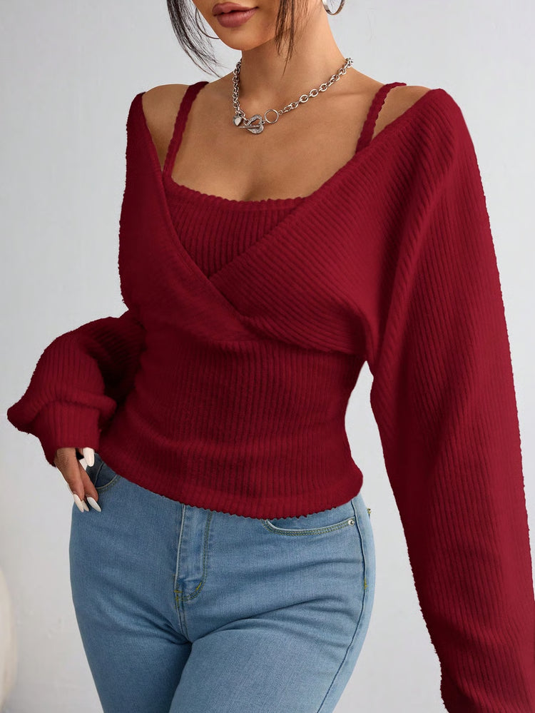 Women’s Knitted Hoodie Long Sleeve Casual Pullover Top