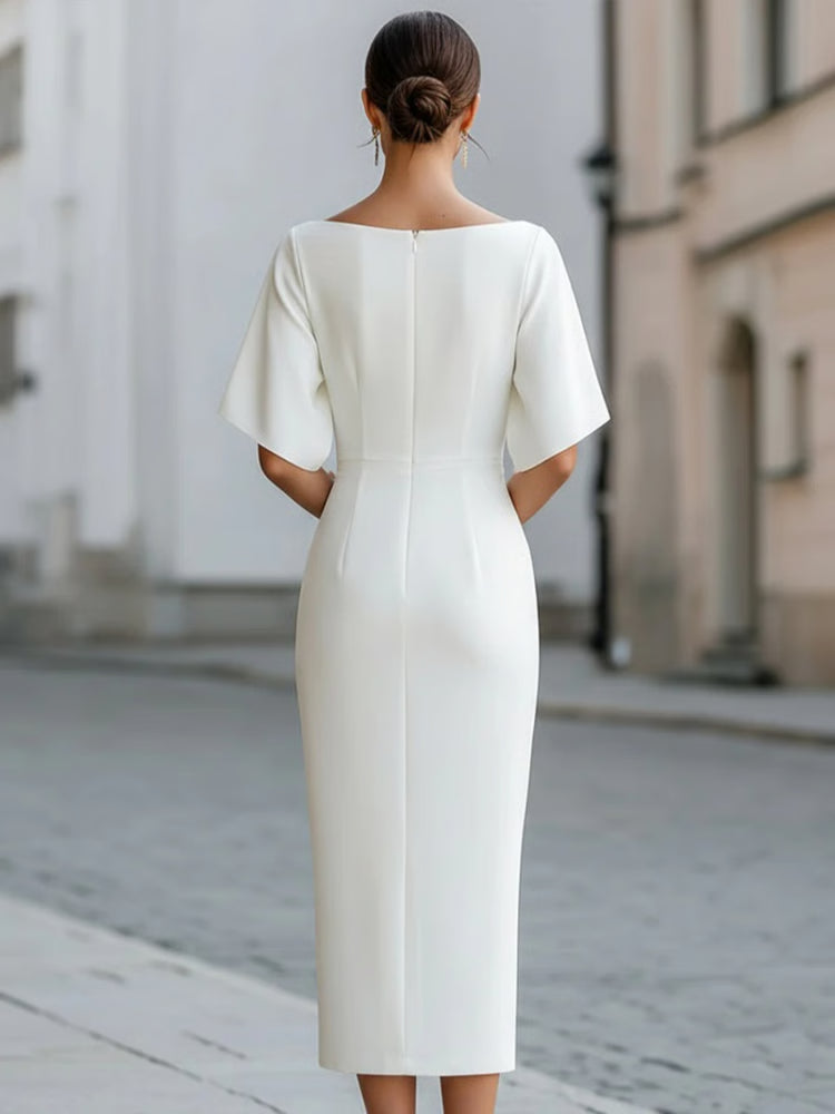 Boat Neck Midi Dress for Women