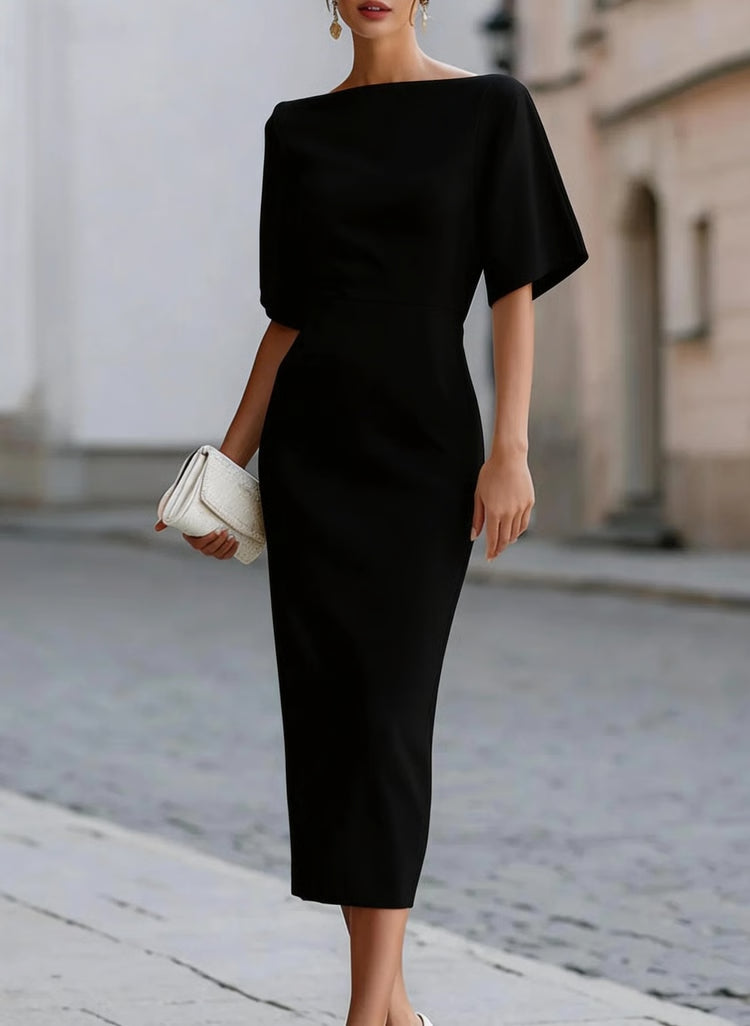 Boat Neck Midi Dress for Women