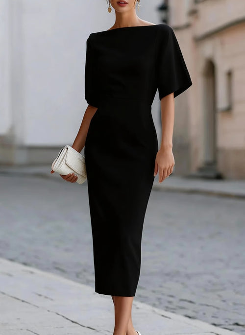 Boat Neck Midi Dress for Women