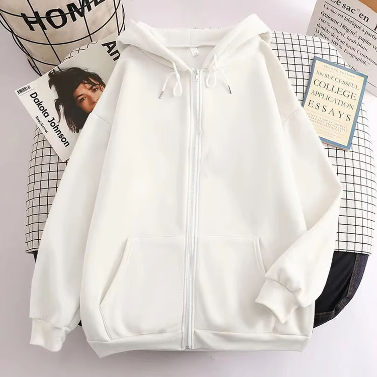Men’s Loose Fit Solid Color Zip-Up Hoodie Jacket