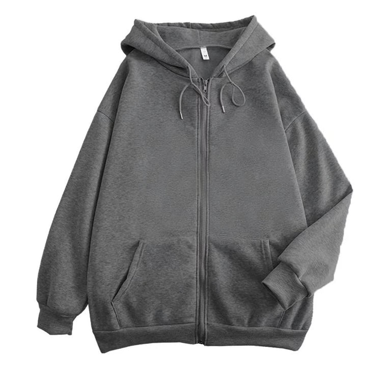 Men’s Loose Fit Solid Color Zip-Up Hoodie Jacket