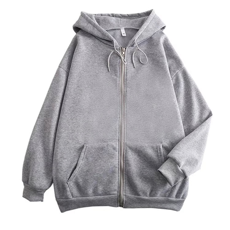 Men’s Loose Fit Solid Color Zip-Up Hoodie Jacket