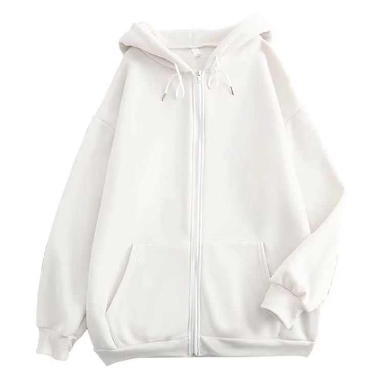 Men’s Loose Fit Solid Color Zip-Up Hoodie Jacket
