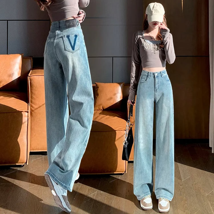 Women’s High-Waist Straight Wide-Leg Relaxed Fit Jeans