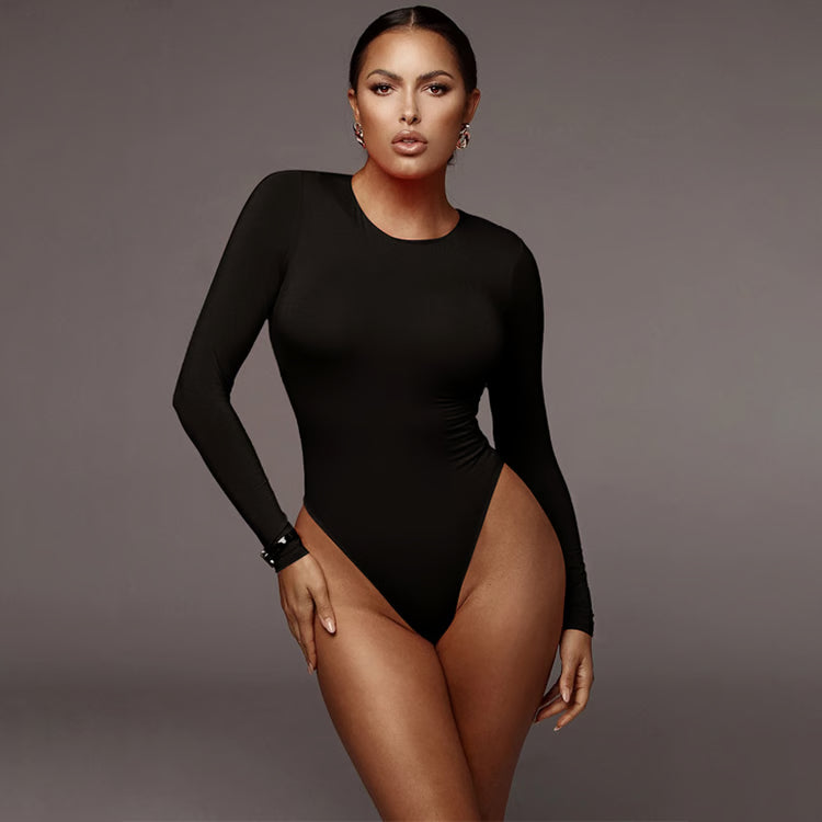 Women’s Solid Color Long Sleeve Bodysuit