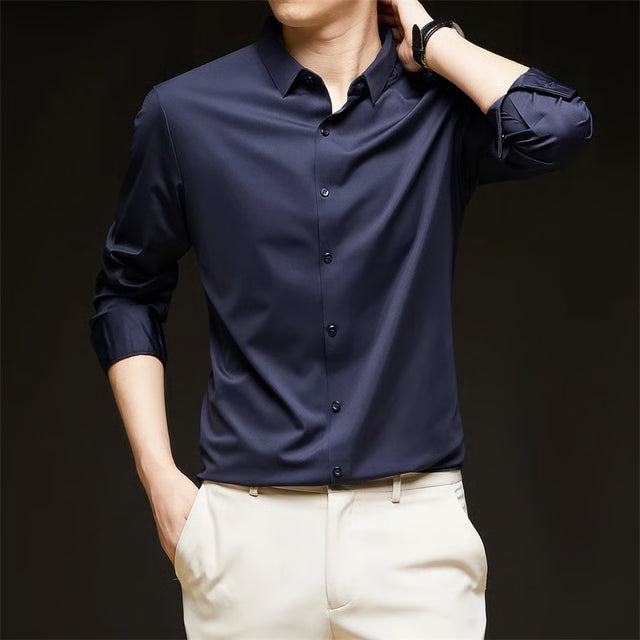 Men's Wrinkle Resistant Business Casual Long Sleeve Shirt