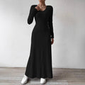 Knitted Long Sleeve A-Line Maxi Dress for Women