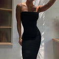 Women’s Solid Color Strap Midi Bodycon Dress